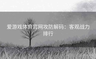 爱游戏体育官网攻防解码：客观战力排行